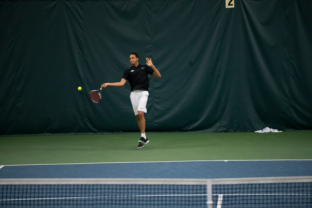 The Iowa men's tennis team competes against Cornell in The Rise Tennis Center in Ithaca, NY on Sunday, Feb. 24, 2019.