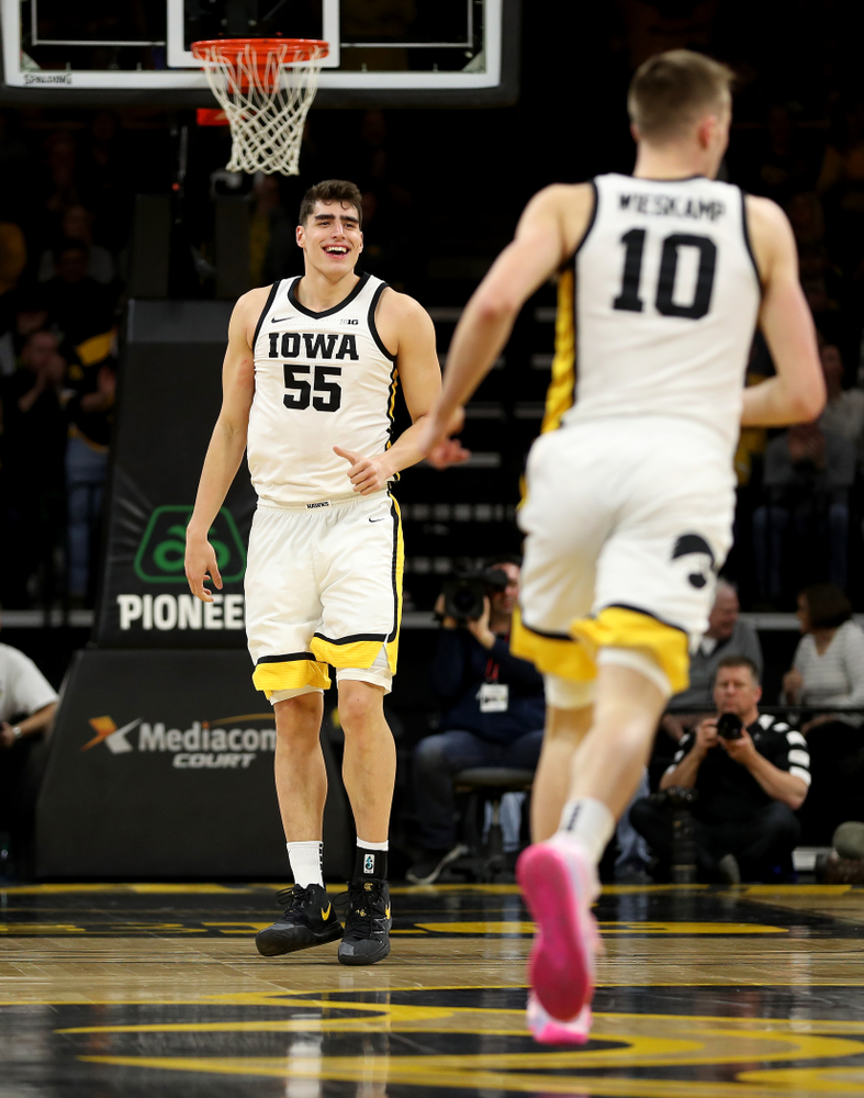 Iowa Hawkeyes forward Luka Garza (55) against the Ohio State Buckeyes Thursday, February 20, 2020 at Carver-Hawkeye Arena. (Brian Ray/hawkeyesports.com)