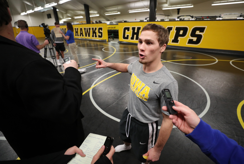 Iowa Hawkeyes 125 pound national champion Spencer Lee during the team's annual media day Monday, November 5, 2018 at Carver-Hawkeye Arena. (Brian Ray/hawkeyesports.com)