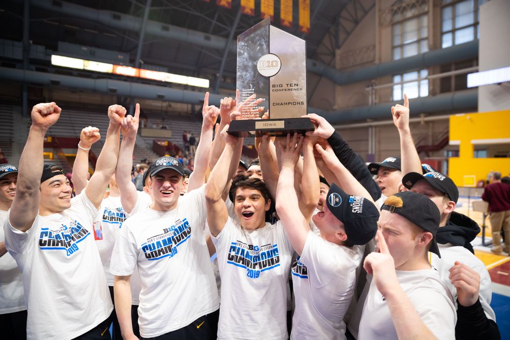 The Iowa Hawkeys competes against Minnesota and Penn State at the Maturi Pavilion Saturday, March 23, 2019 in Minneapolis, Minn. (C. Morgan Engel/Freelance)