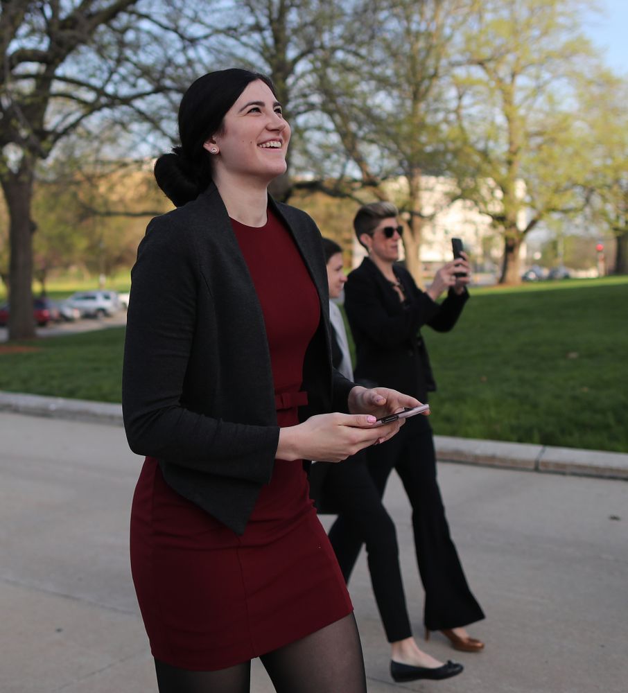 Iowa WomenÕs BasketballÕs Megan Gustafson is recognized with a resolution by the house and the senate at the Iowa State Capitol Wednesday, April 24, 2019 in Des Moines. (Brian Ray/hawkeyesports.com)