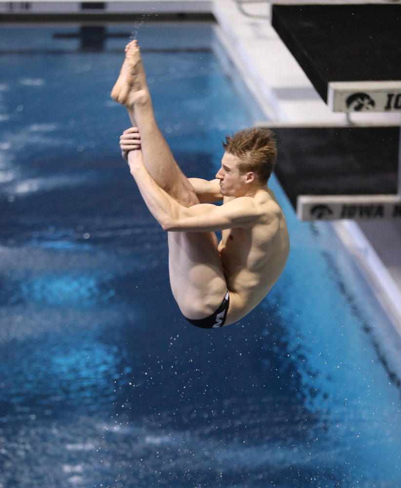 Iowa's Will Brenner competes on the 1-meter springboard during the 2019 Big Ten Swimming and Diving Championships Thursday, February 28, 2019 at the Campus Wellness and Recreation Center. (Brian Ray/hawkeyesports.com)