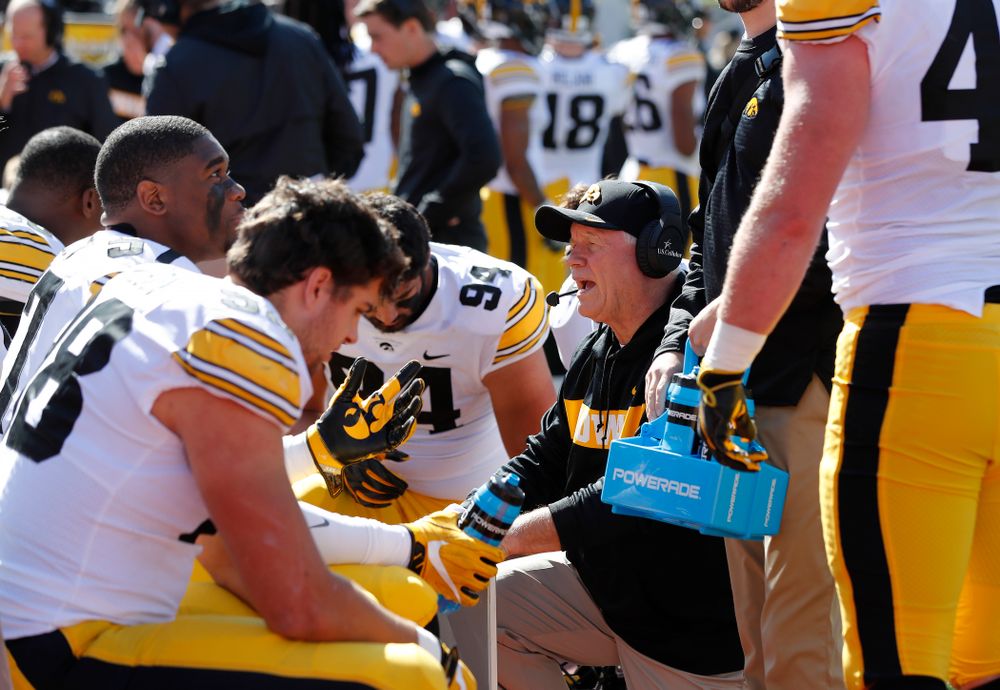 Iowa Hawkeyes defensive line coach Reese Morgan against the Indiana Hoosiers Saturday, October 13, 2018 at Memorial Stadium, in Bloomington, Ind. (Brian Ray/hawkeyesports.com)