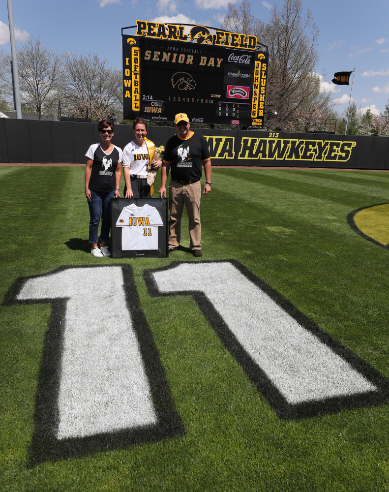 Iowa Hawkeyes Mallory Kilian (11) during senior day festivities following their game against the Ohio State Buckeyes Sunday, May 5, 2019 at Pearl Field. (Brian Ray/hawkeyesports.com)ic