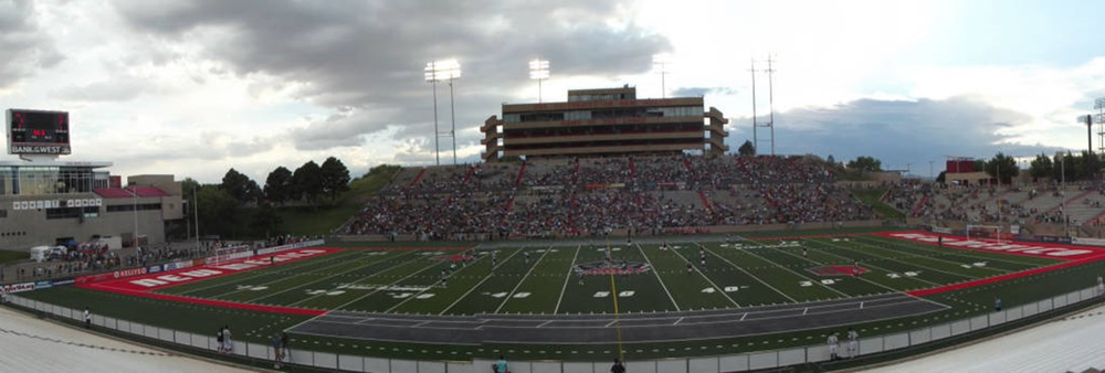 The stadium at kickoff of the game.