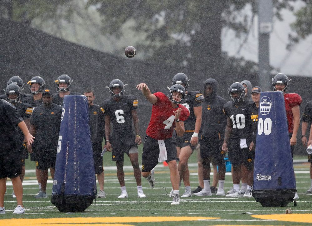 Iowa Hawkeyes quarterback Nathan Stanley (4) during camp practice No. 15 Monday, August 20, 2018 at the Hansen Football Performance Center. (Brian Ray/hawkeyesports.com)