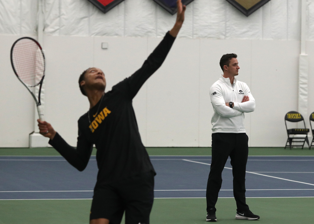Iowa Hawkeyes assistant coach Joey Manilla against the Butler Bulldogs Sunday, January 27, 2019 at the Hawkeye Tennis and Recreation Complex. (Brian Ray/hawkeyesports.com)