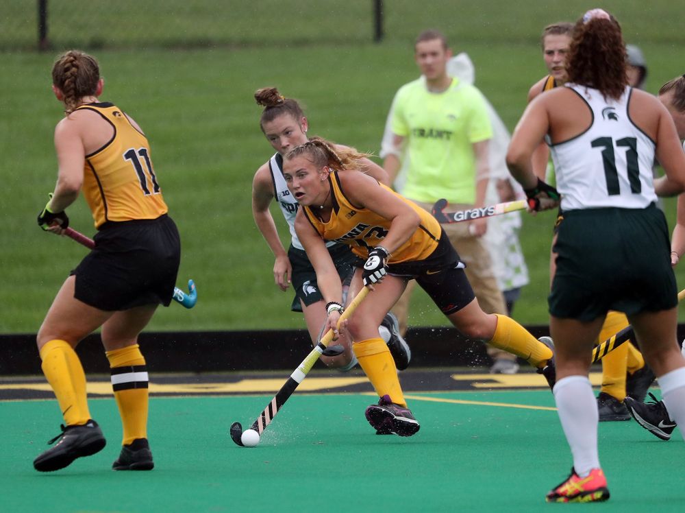 Iowa Hawkeyes forward Leah Zellner (13) against the Michigan State Spartans Sunday, September 29, 2019 at Grant Field. (Brian Ray/hawkeyesports.com)