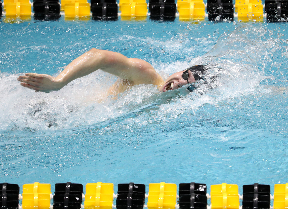Iowa's Mateusz Arndt swims the second leg of the 800 freestyle relay at the 2019 Big Ten Swimming and Diving meet Wednesday, February 27, 2019 at the Campus Wellness and Recreation Center. (Brian Ray/hawkeyesports.com)