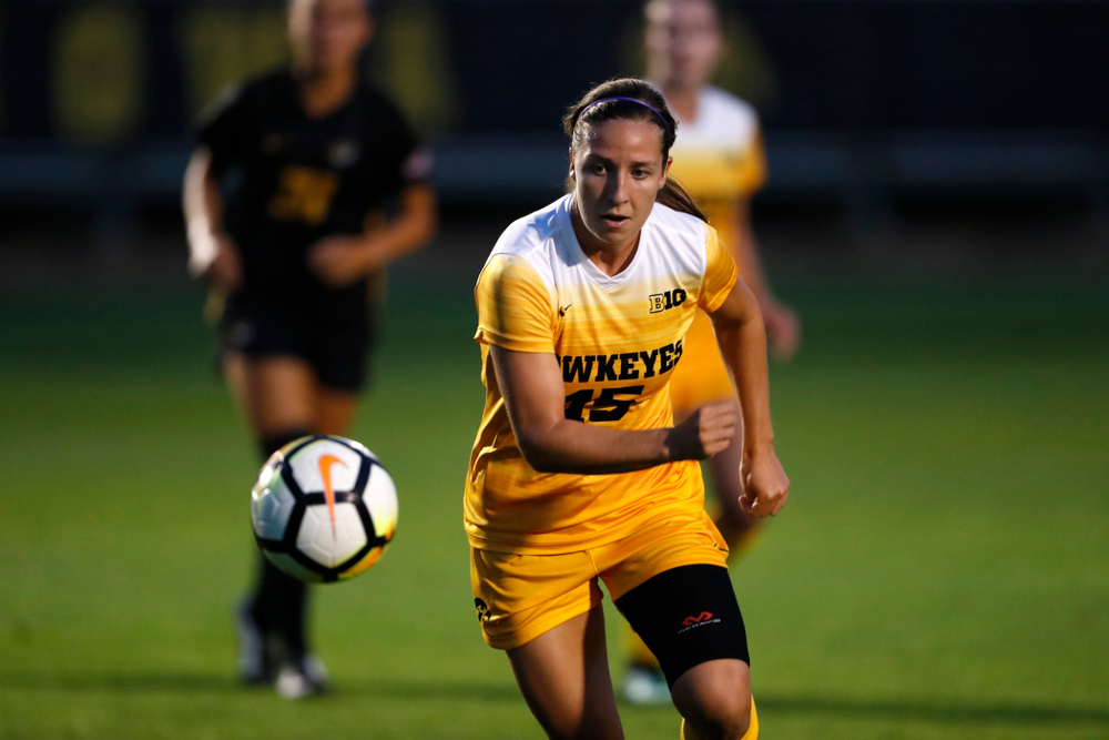 Iowa Hawkeyes Rose Ripslinger (15) against the Missouri Tigers Friday, August 17, 2018 at the Iowa Soccer Complex. (Brian Ray/hawkeyesports.com)