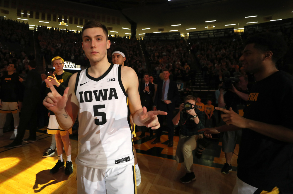 Iowa Hawkeyes guard CJ Fredrick (5) against the Purdue Boilermakers Tuesday, March 3, 2020 at Carver-Hawkeye Arena. (Brian Ray/hawkeyesports.com)
