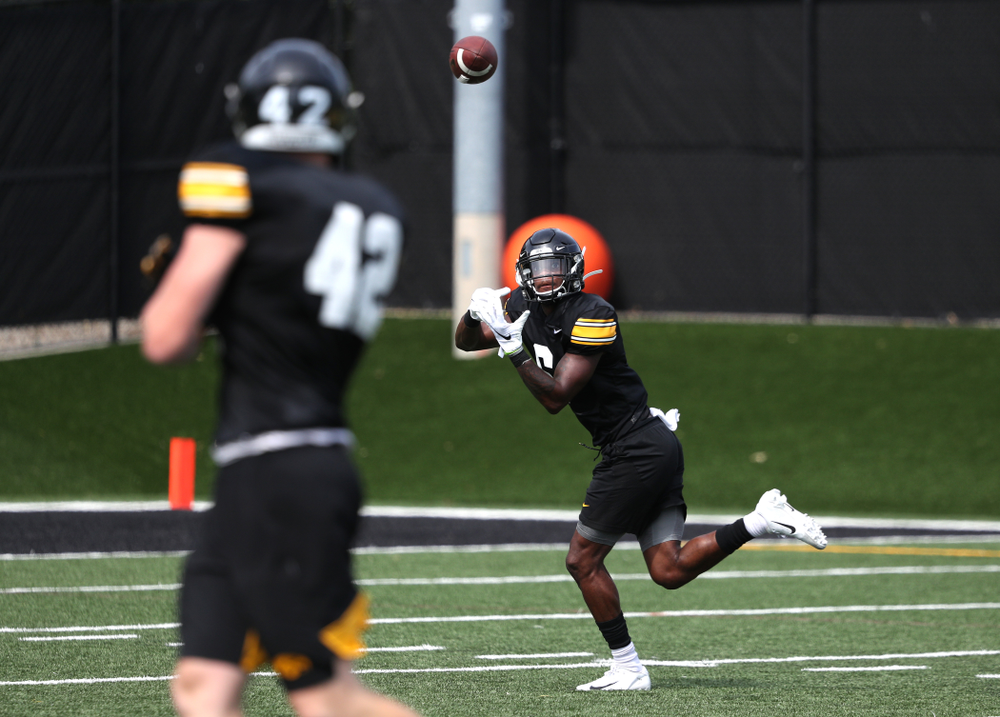 Iowa Hawkeyes wide receiver Ihmir Smith-Marsette (6) During Fall Camp Practice No. 4 Monday, August 5, 2019 at the Ronald D. and Margaret L. Kenyon Football Practice Facility. (Brian Ray/hawkeyesports.com)