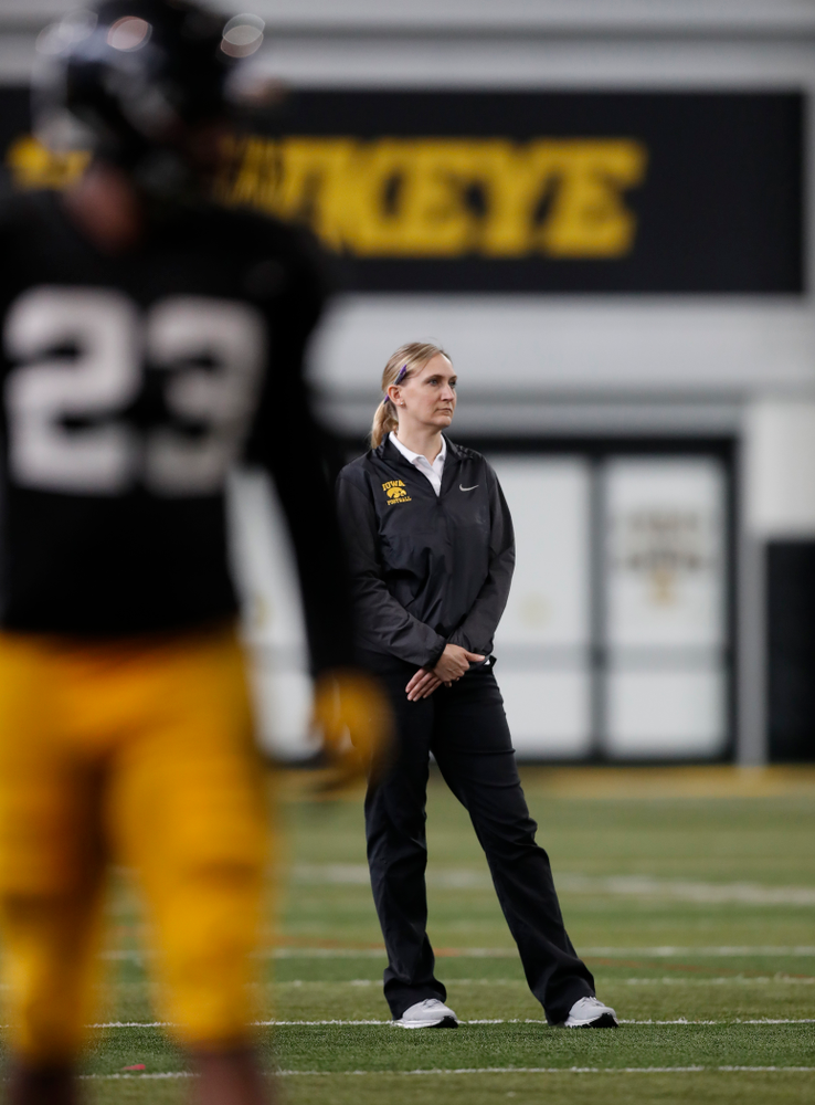 Hawkeye Football Athletic Trainer Kammy Powell during spring practice Wednesday, March 28, 2018 at the Hansen Football Performance Center. (Brian Ray/hawkeyesports.com)