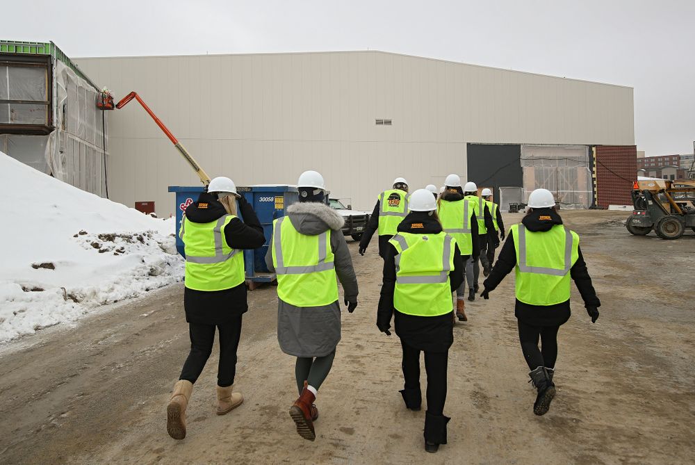 The Iowa Volleyball team and staff take a construction tour of Xtream Arena in Coralville on Thursday, January 30, 2020. (Stephen Mally/hawkeyesports.com)