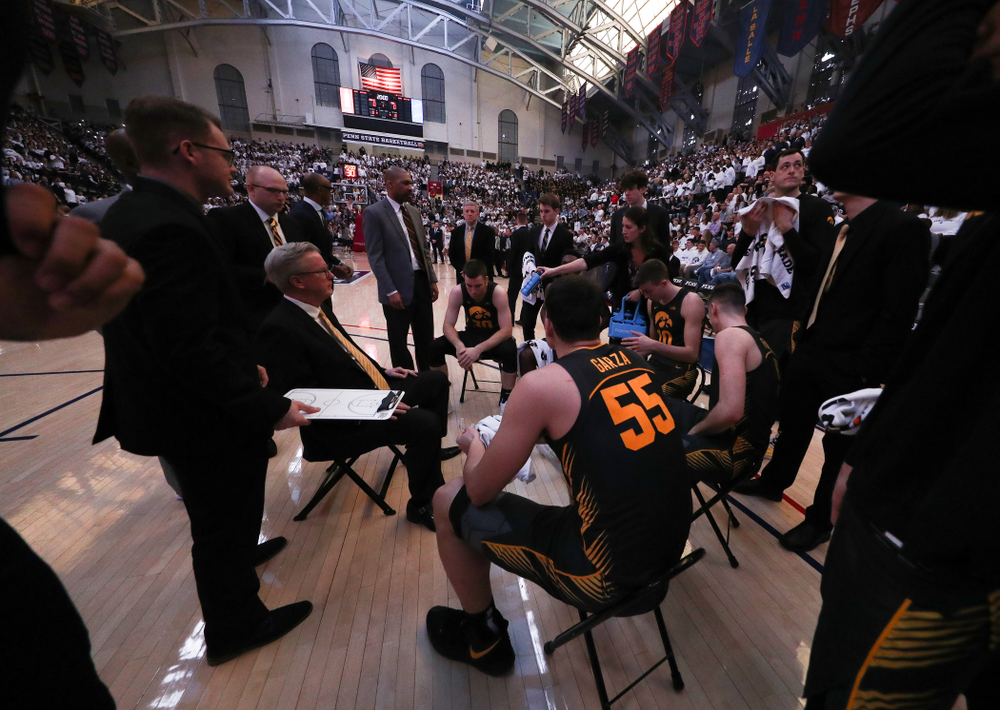 Iowa Hawkeyes head coach Fran McCaffery against Penn State Saturday, January 4, 2020 at the Palestra in Philadelphia. (Brian Ray/hawkeyesports.com)
