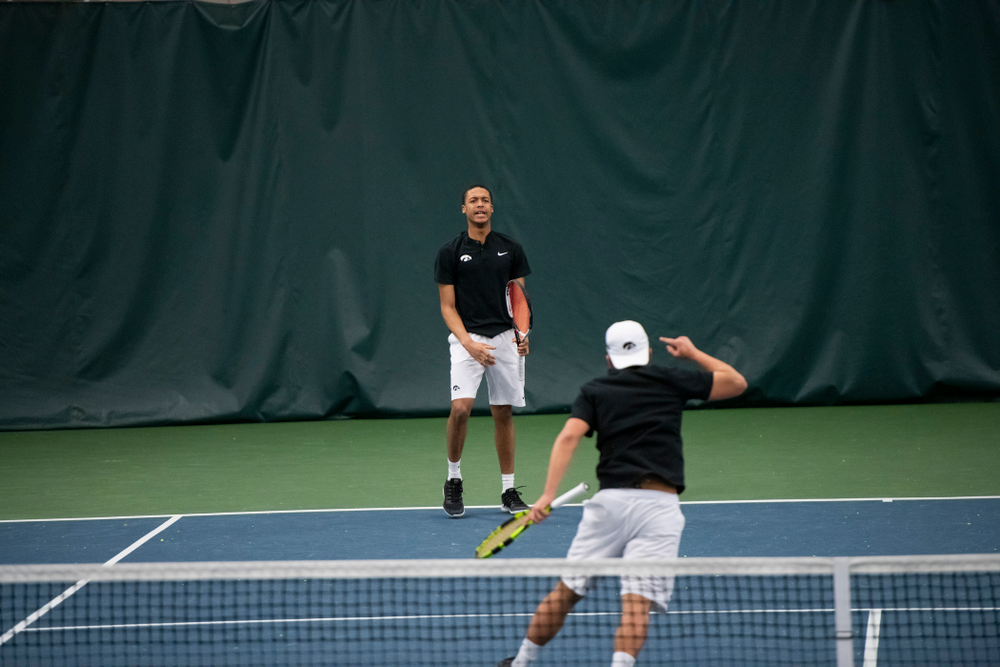 The Iowa men's tennis team competes against Cornell in The Rise Tennis Center in Ithaca, NY on Sunday, Feb. 24, 2019.
