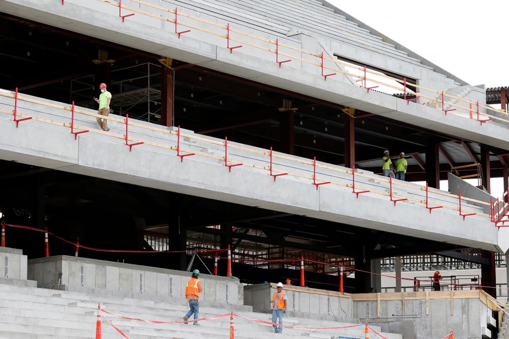 Work continues in the northeast corner Wednesday, June 6, 2018 at Kinnick Stadium. (Brian Ray/hawkeyesports.com)