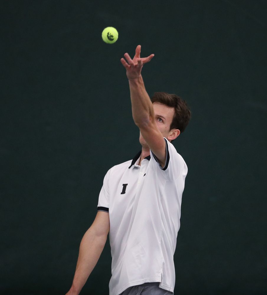 Iowa's Piotr Smietana against Western Michigan Saturday, January 19, 2019 at the Hawkeye Tennis and Recreation Complex. (Brian Ray/hawkeyesports.com)