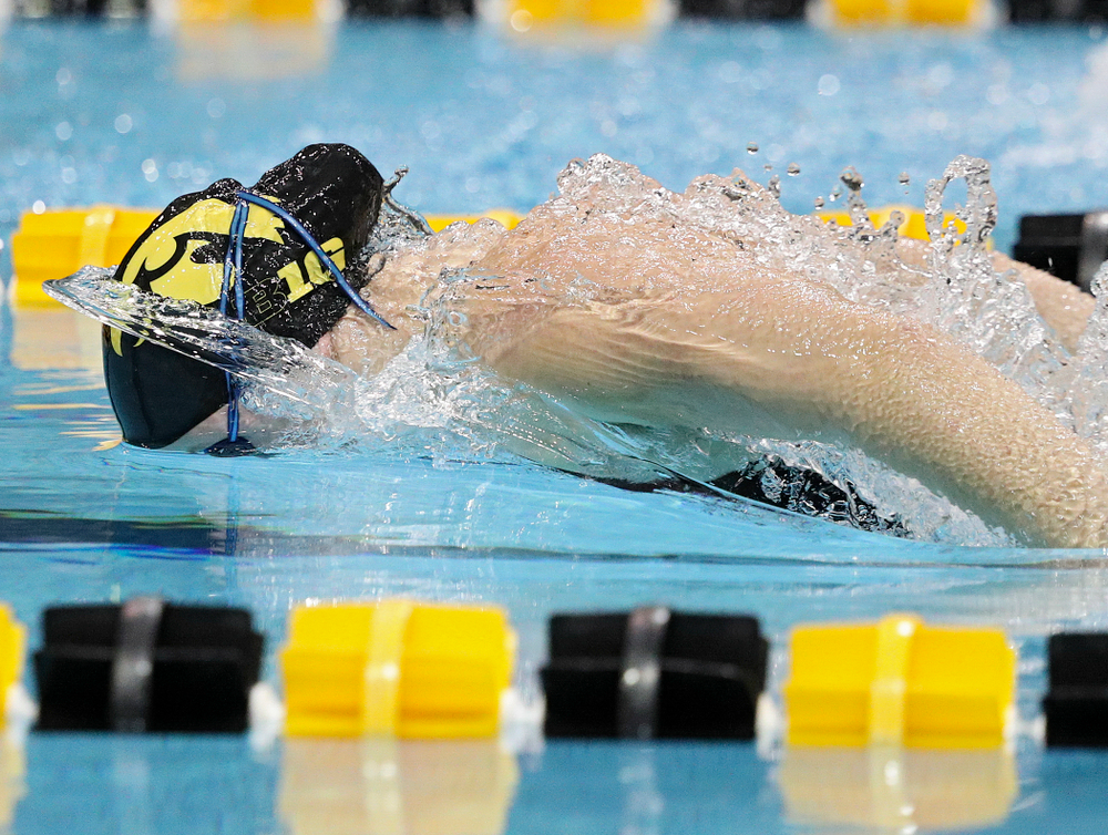 Iowa’s Ariel Wooden swims the butterfly section of the 100-yard individual medley event during their meet against Michigan State at the Campus Recreation and Wellness Center in Iowa City on Thursday, Oct 3, 2019. (Stephen Mally/hawkeyesports.com)