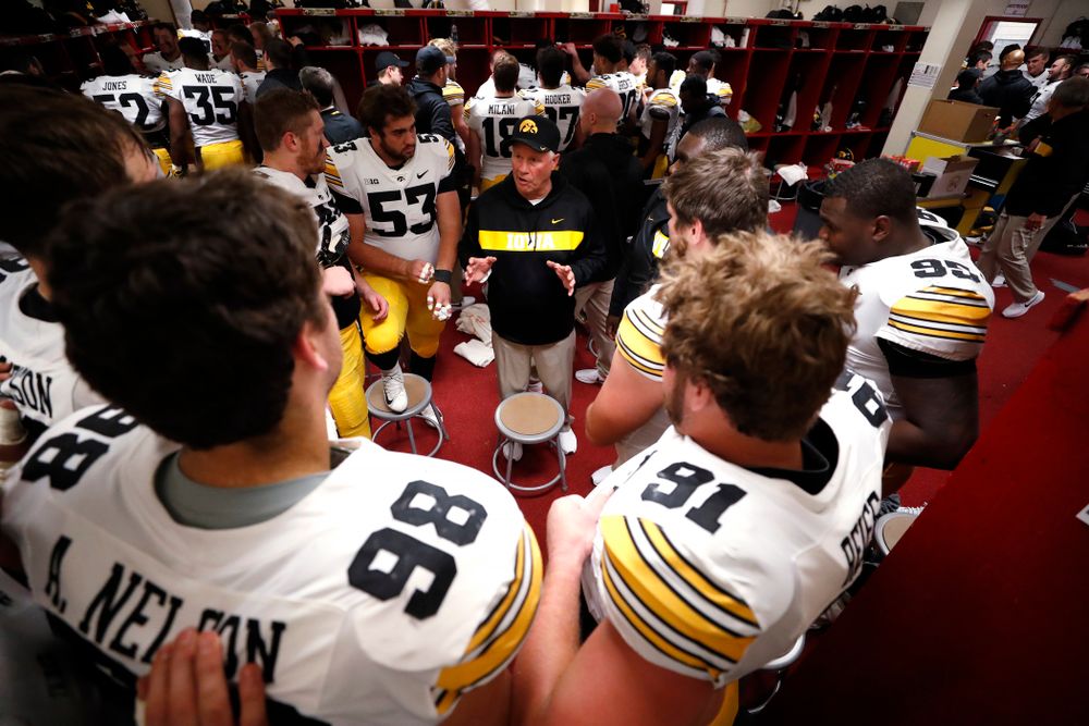 Defensive Line Coach Reese Morgan against the Indiana Hoosiers Saturday, October 13, 2018 at Memorial Stadium, in Bloomington, Ind. (Brian Ray/hawkeyesports.com)