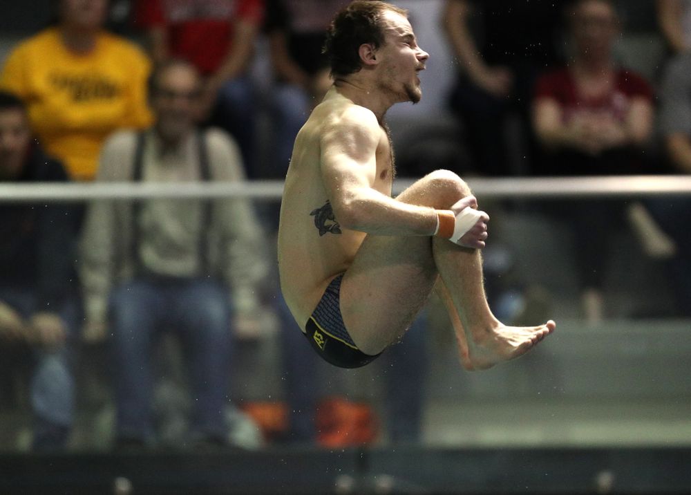 Iowa's Anton Hoherz competes in the finals on the 1-meter springboard on the second day at the 2019 Big Ten Swimming and Diving Championships Thursday, February 28, 2019 at the Campus Wellness and Recreation Center. (Brian Ray/hawkeyesports.com)