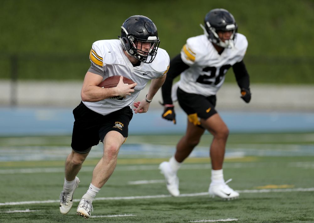 Iowa Hawkeyes defensive back Wes Dvorak (1) during Holiday Bowl Practice No. 3 Tuesday, December 24, 2019 at San Diego Mesa College. (Brian Ray/hawkeyesports.com)
