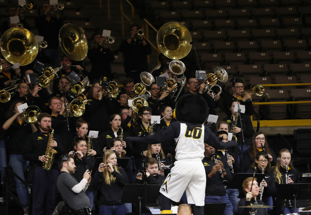 Herky The Hawk against the Rutgers Scarlet Knights Wednesday, January 23, 2019 at Carver-Hawkeye Arena. (Brian Ray/hawkeyesports.com)