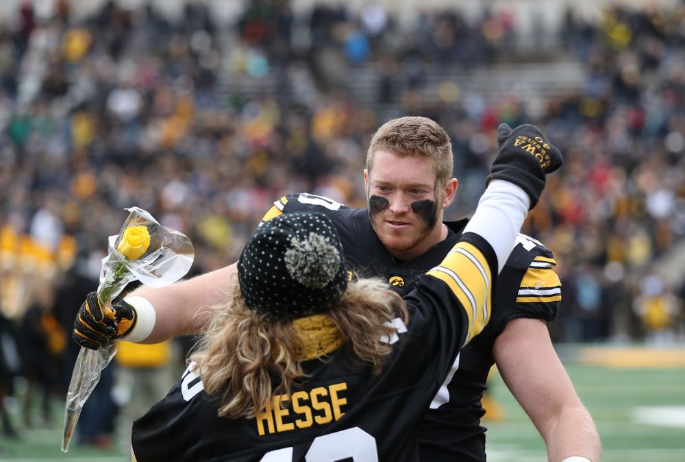 Iowa Hawkeyes defensive end Parker Hesse (40) during senior day activities before their game against the Nebraska Cornhuskers Friday, November 23, 2018 at Kinnick Stadium. (Brian Ray/hawkeyesports.com)