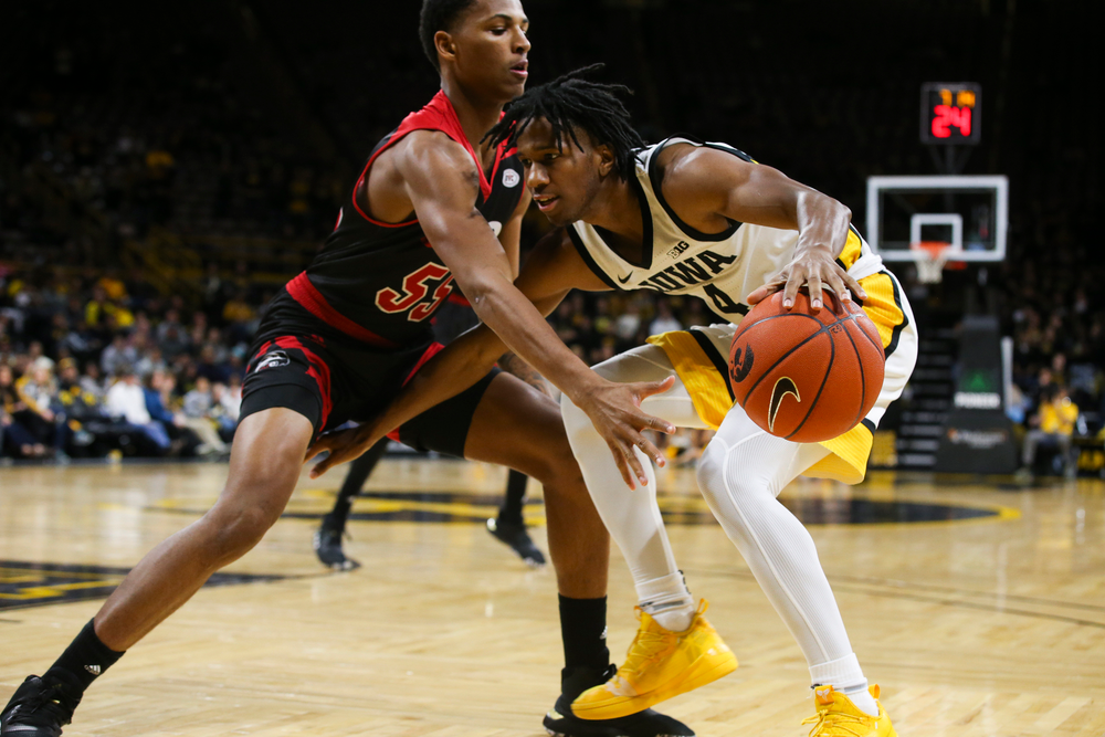 Iowa Hawkeyes guard Bakari Evelyn (4) during Iowa men’s basketball vs SIUE on Friday, November 8, 2019 at Carver-Hawkeye Arena. (Lily Smith/hawkeyesports.com)