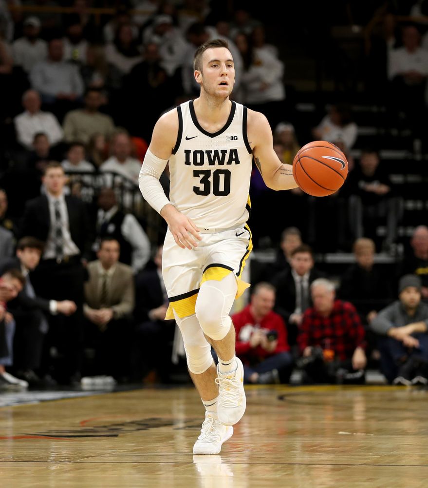 Iowa Hawkeyes guard Connor McCaffery (30) against the Illinois Fighting Illini Sunday, February 2, 2020 at Carver-Hawkeye Arena. (Brian Ray/hawkeyesports.com)