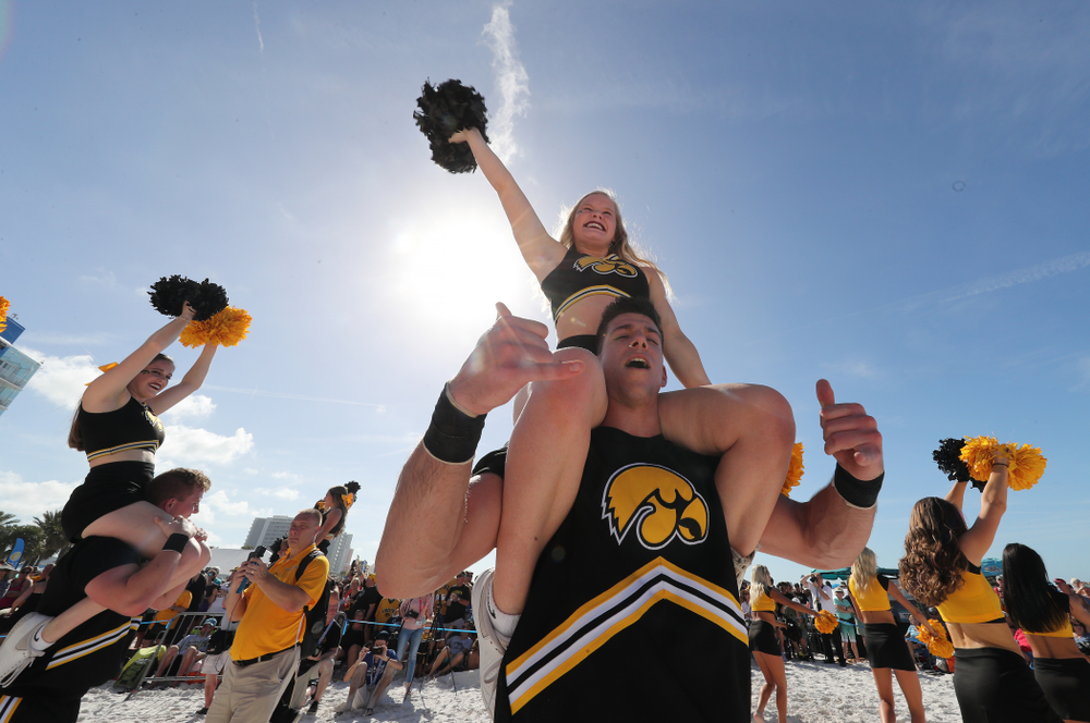 The Iowa Cheerleaders during the Outback Bowl Beach Day Sunday, December 30, 2018 at Clearwater Beach. (Brian Ray/hawkeyesports.com)
