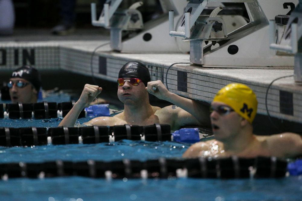 Iowa's Tanner Nelson at the 200-yard breaststroke race Saturday, March 2, 2019 at the Campus Recreation and Wellness Center. (Lily Smith/hawkeyesports.com)