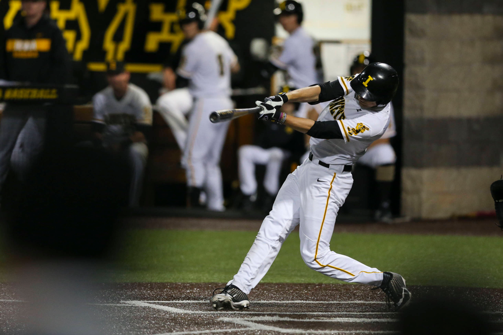 Iowa outfielder Ben Norman at baseball vs Milwaukee on Tuesday, April 23, 2019 at Duane Banks Field. (Lily Smith/hawkeyesports.com)