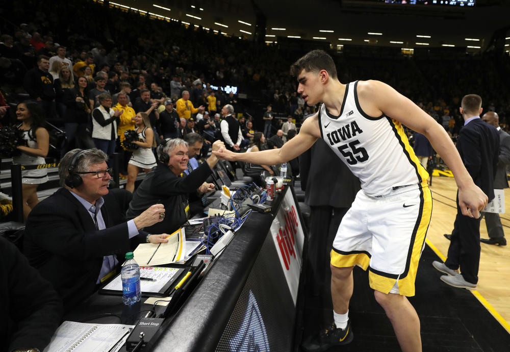 Iowa Hawkeyes forward Luka Garza (55) against the Purdue Boilermakers Tuesday, March 3, 2020 at Carver-Hawkeye Arena. (Brian Ray/hawkeyesports.com)