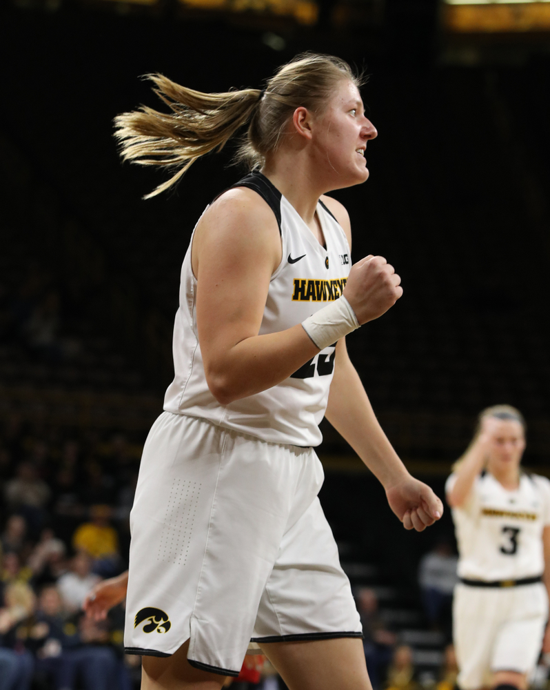 Iowa Hawkeyes forward/center Monika Czinano (25) against the Wisconsin Badgers Monday, January 7, 2019 at Carver-Hawkeye Arena. (Brian Ray/hawkeyesports.com)