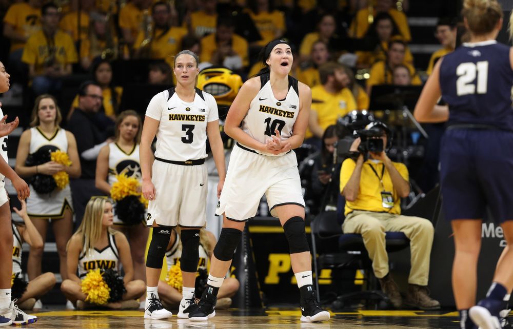 Iowa Hawkeyes forward Megan Gustafson (10) against Oral Roberts University Friday, November 9, 2018 at Carver-Hawkeye Arena. (Brian Ray/hawkeyesports.com)