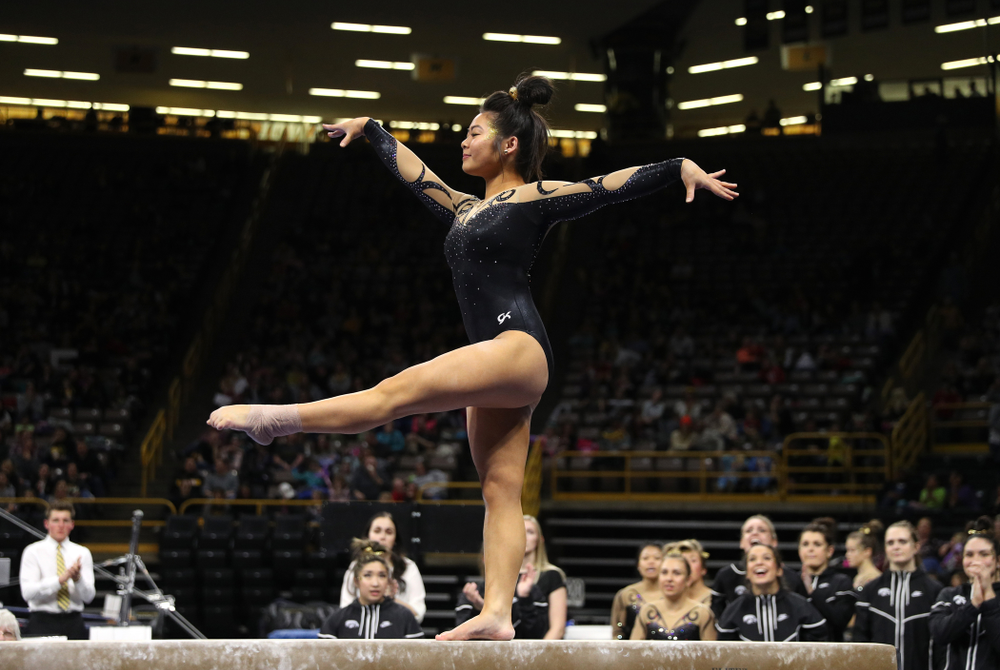 Iowa's Clair Kaji competes on the beam during their meet against Southeast Missouri State Friday, January 11, 2019 at Carver-Hawkeye Arena. (Brian Ray/hawkeyesports.com)
