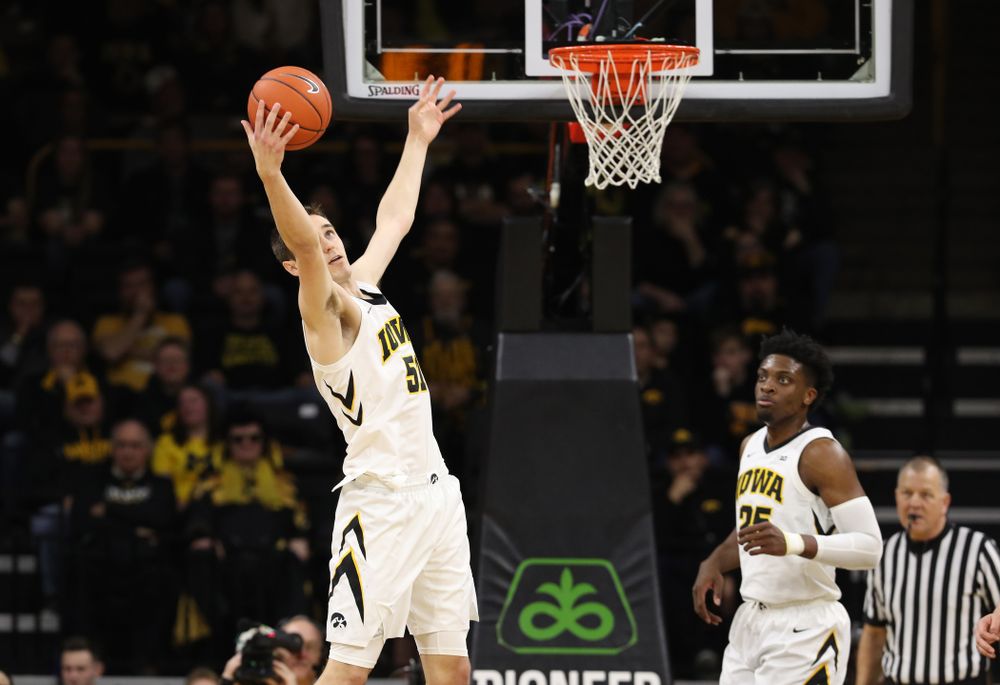 Iowa Hawkeyes forward Nicholas Baer (51) against the Michigan Wolverines Friday, February 1, 2019 at Carver-Hawkeye Arena. (Brian Ray/hawkeyesports.com)