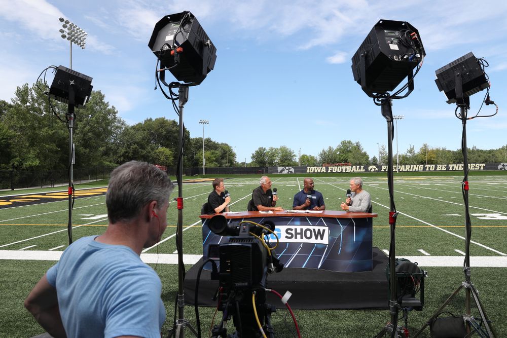 Iowa Hawkeyes head coach Kirk Ferentz on the set of the BTN Tailgate Tour following fall camp Practice No. 16 Tuesday, August 20, 2019 at the Ronald D. and Margaret L. Kenyon Football Practice Facility. (Brian Ray/hawkeyesports.com)