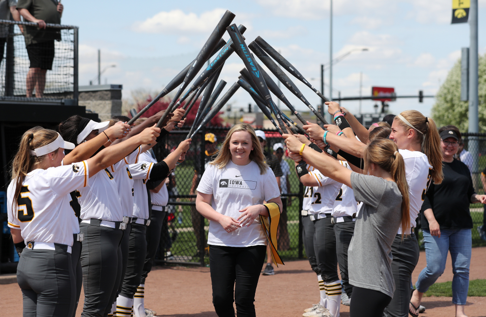 Senior Student Assistant Coach Brooke Rozier during senior day festivities following their game against the Ohio State Buckeyes Sunday, May 5, 2019 at Pearl Field. (Brian Ray/hawkeyesports.com)ic