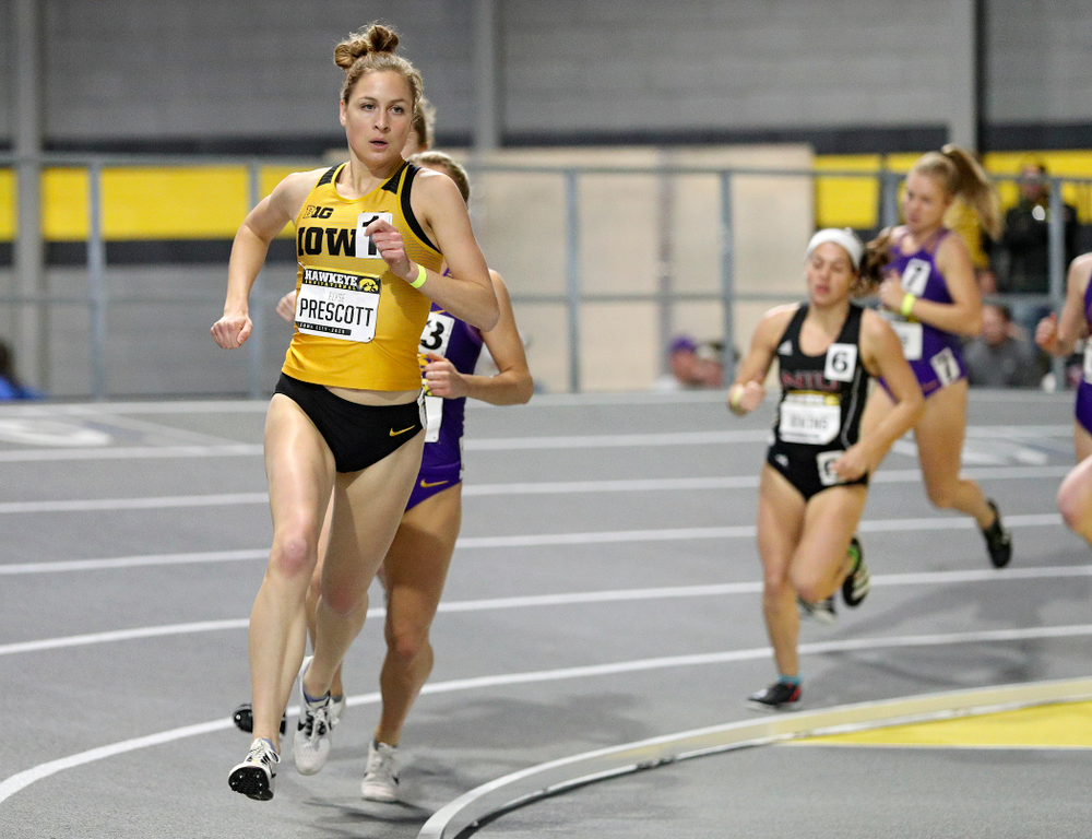 Iowa’s Elyse Prescott runs the women’s 1 mile run event during the Hawkeye Invitational at the Recreation Building in Iowa City on Saturday, January 11, 2020. (Stephen Mally/hawkeyesports.com)