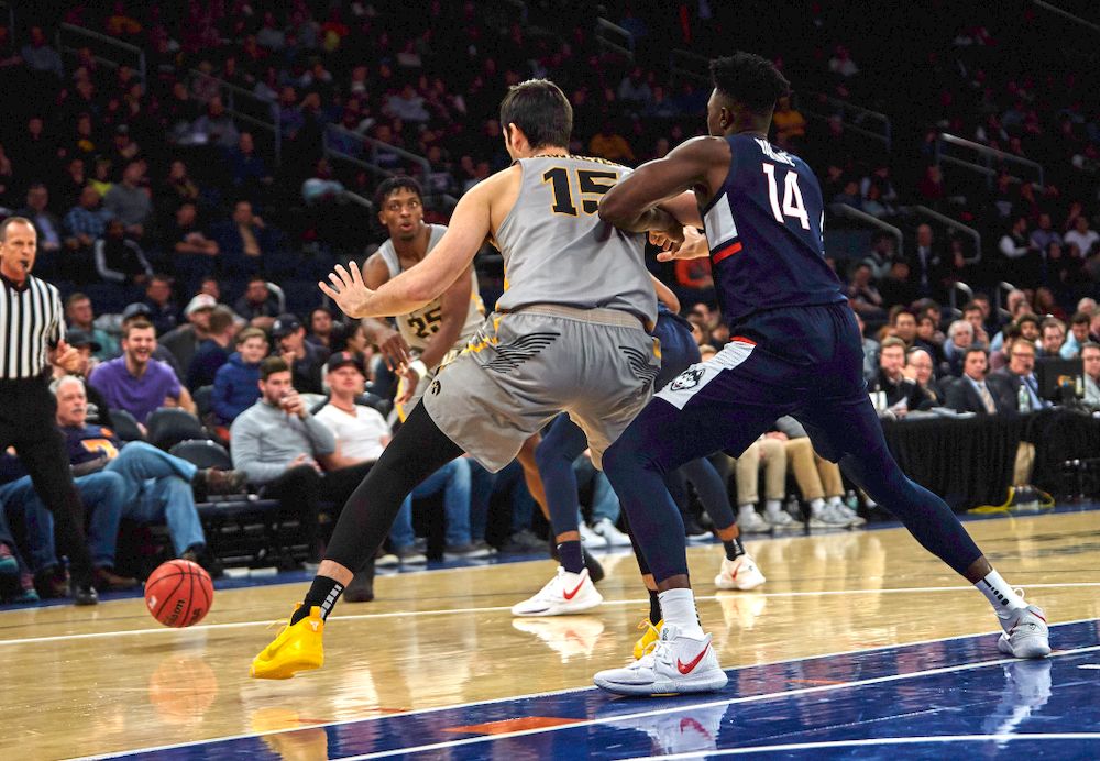 Iowa Hawkeyes forward Ryan Kriener (15) against UConn in the Championship game of the 2K Empire Classic Friday, November 16, 2018 at Madison Square Garden in New York City. (Duncan H.Williams/Freelance)