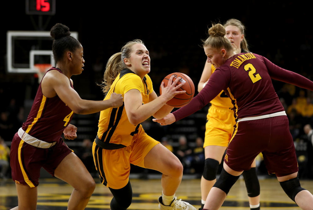 Iowa Hawkeyes guard Kathleen Doyle (22) against the Minnesota Golden Gophers Thursday, February 27, 2020 at Carver-Hawkeye Arena. (Brian Ray/hawkeyesports.com)