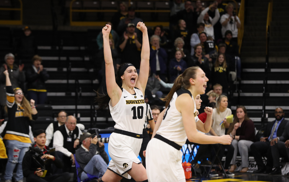 Iowa Hawkeyes forward Megan Gustafson (10) against the Rutgers Scarlet Knights Wednesday, January 23, 2019 at Carver-Hawkeye Arena. (Brian Ray/hawkeyesports.com)
