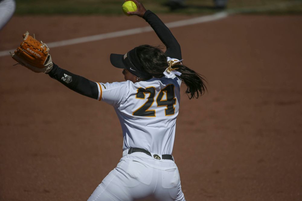 Iowa's Donirae Mayhew (24) at game 3 vs Northwestern on Sunday, March 31, 2019 at Bob Pearl Field. (Lily Smith/hawkeyesports.com)