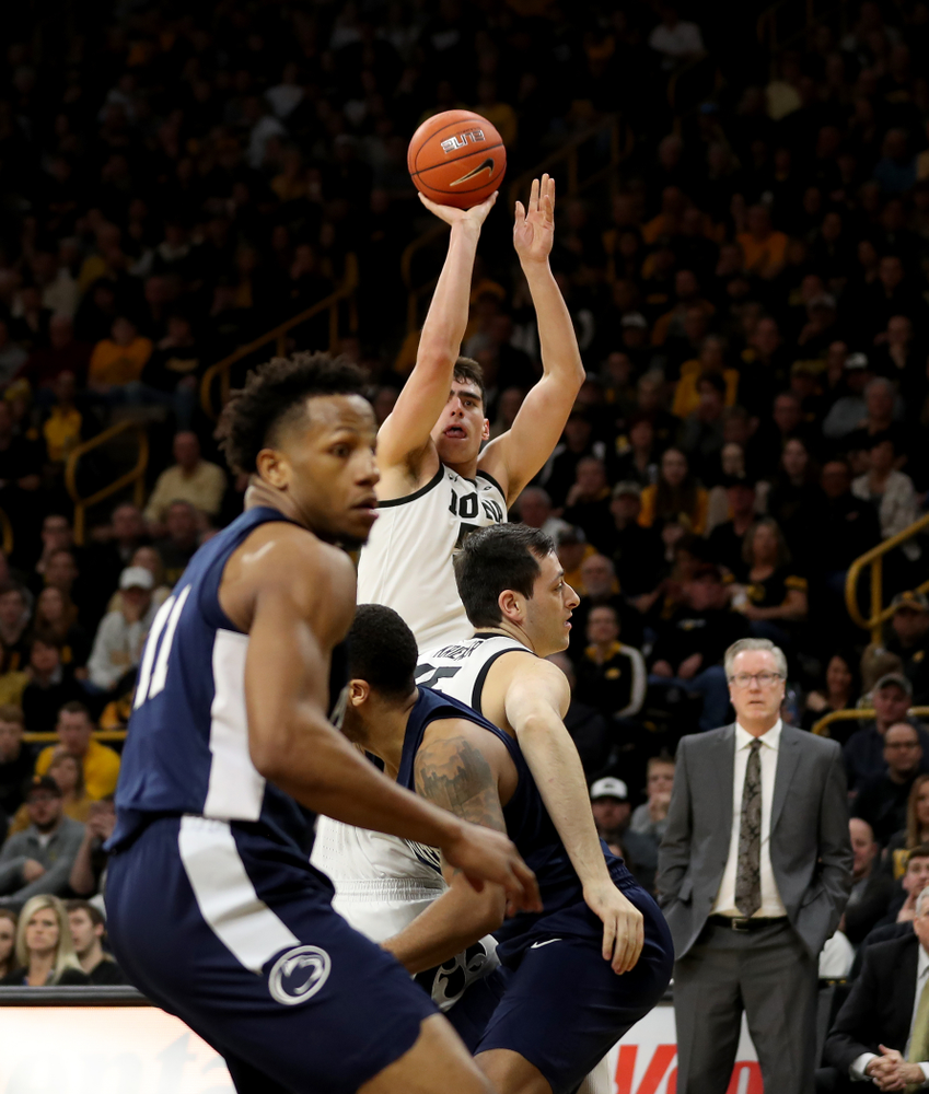 Iowa Hawkeyes forward Luka Garza (55) against Penn State Saturday, February 29, 2020 at Carver-Hawkeye Arena. (Brian Ray/hawkeyesports.com)