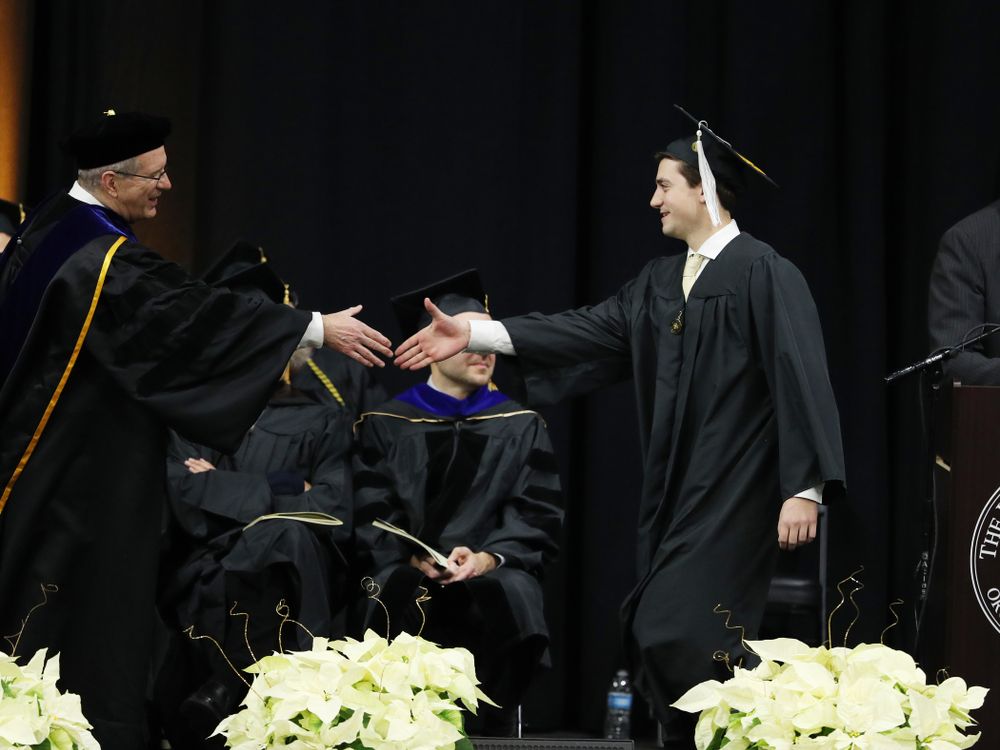 Iowa Football Manager Brandon Thielen during the Fall Commencement Ceremony Saturday, December 15, 2018 at Carver-Hawkeye Arena. (Brian Ray/hawkeyesports.com)