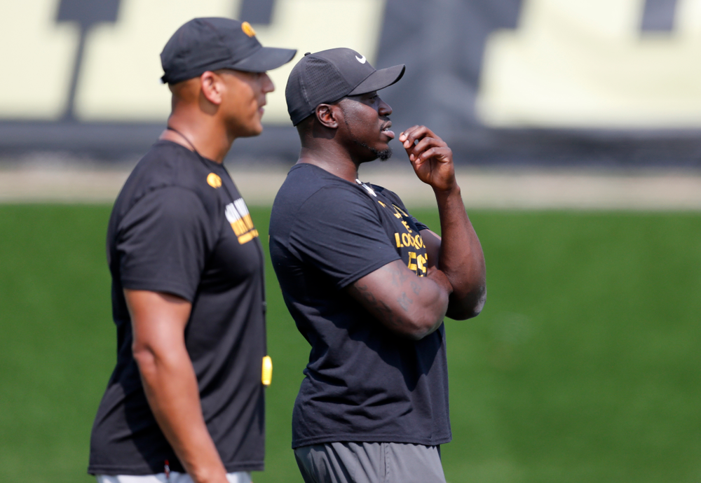 Former Iowa linebacker Abdul Hodge during fall camp practice No. 9 Friday, August 10, 2018 at the Kenyon Practice Facility. (Brian Ray/hawkeyesports.com)