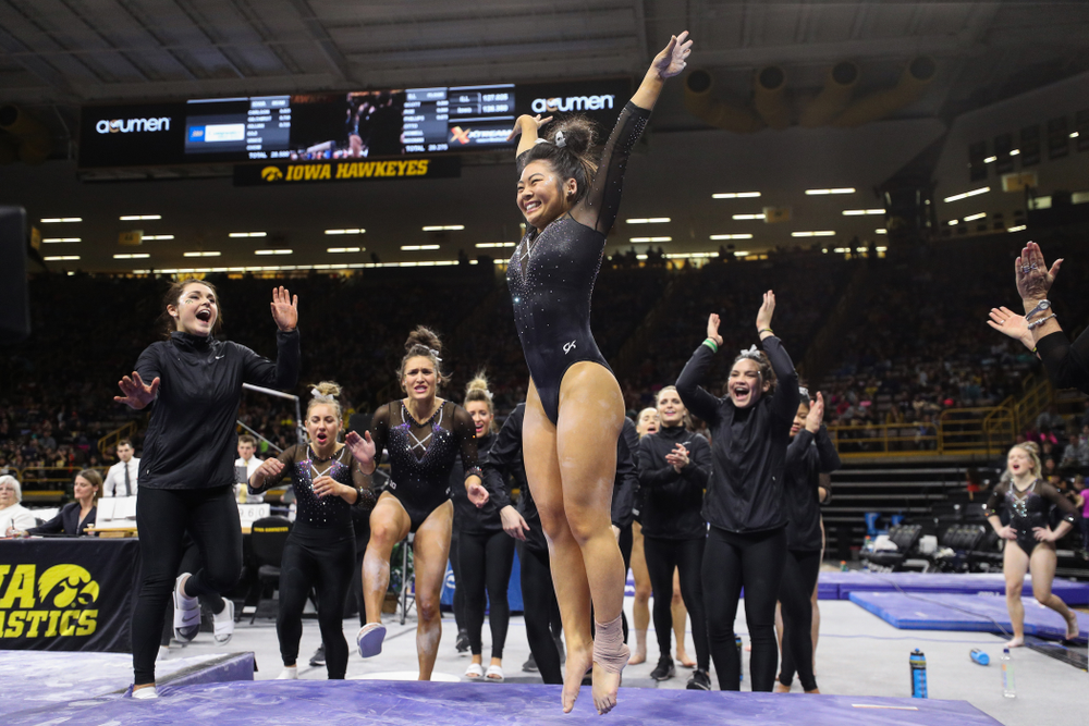 Iowa's Clair Kaji competes on the beem against Illinois Saturday, February 16, 2019 at Carver-Hawkeye Arena. (Brian Ray/hawkeyesports.com)