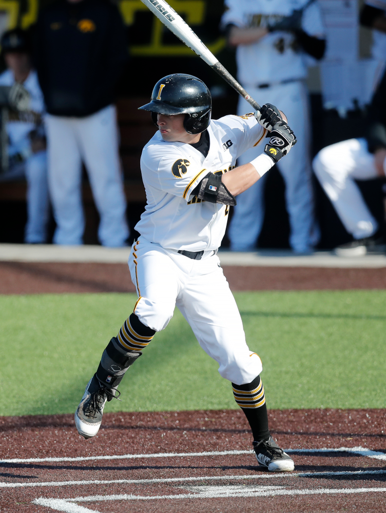 Iowa Hawkeyes infielder Mitchell Boe (4) against Northern Illinois Tuesday, April 17, 2018 at Duane Banks Field. (Brian Ray/hawkeyesports.com)